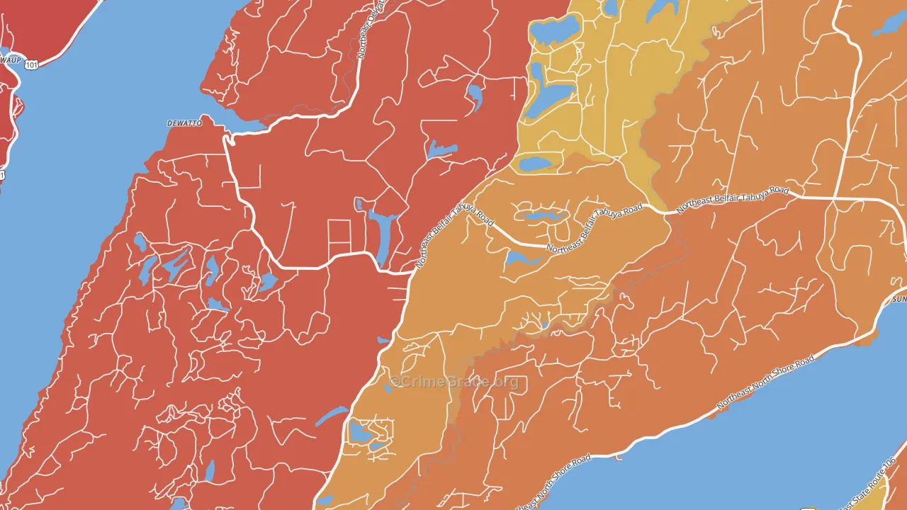 Tahuya, WA Map of Robbery Rates