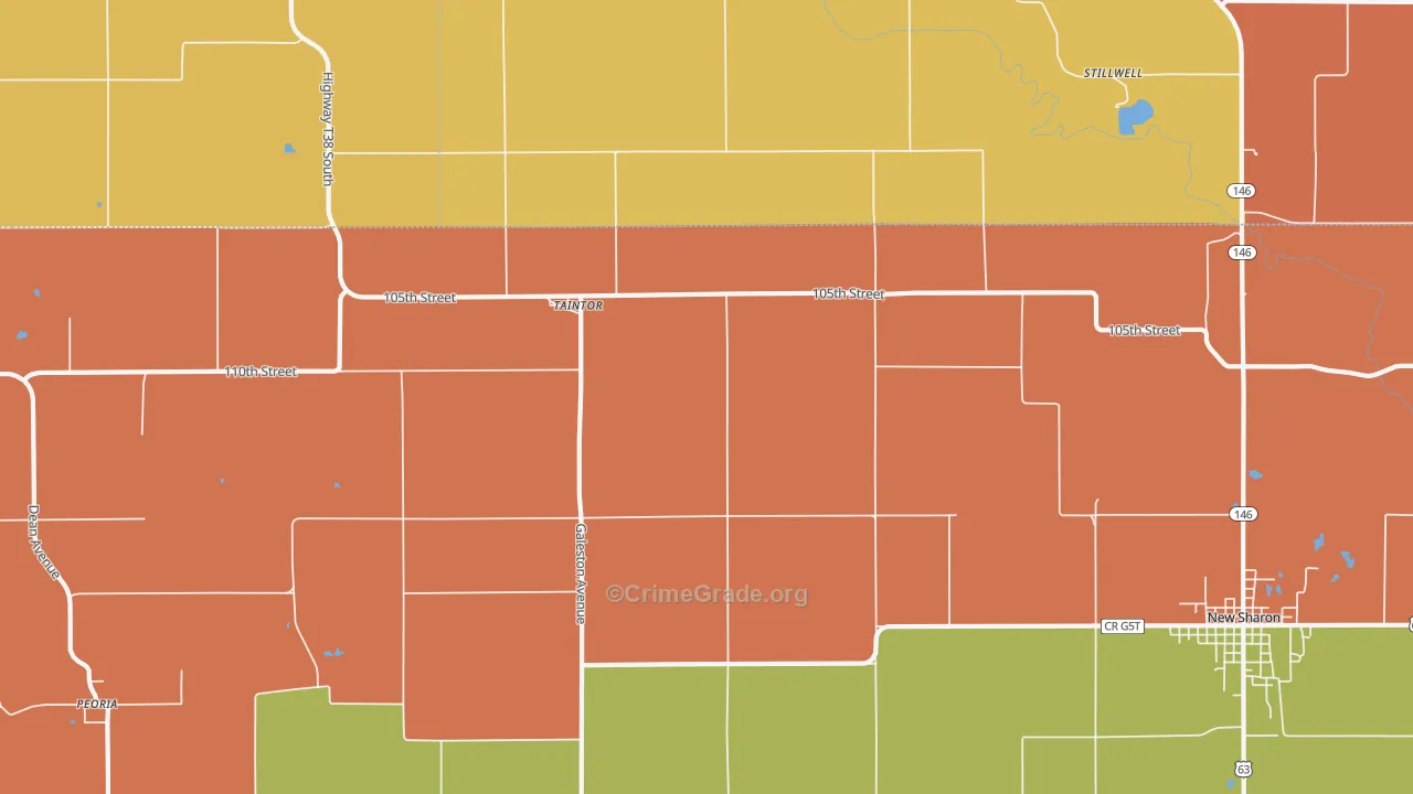 Taintor, IA Map of Robbery Rates