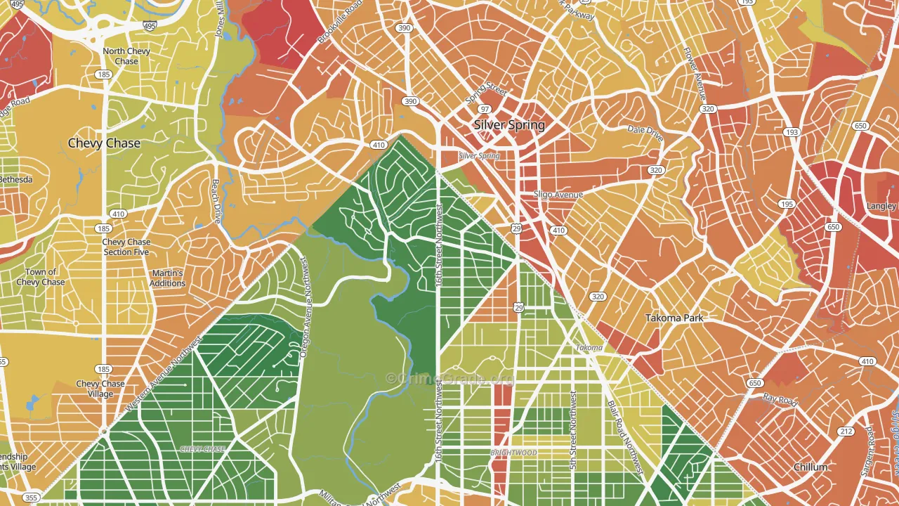 Takoma Park, Washington, DC Map of Robbery Rates