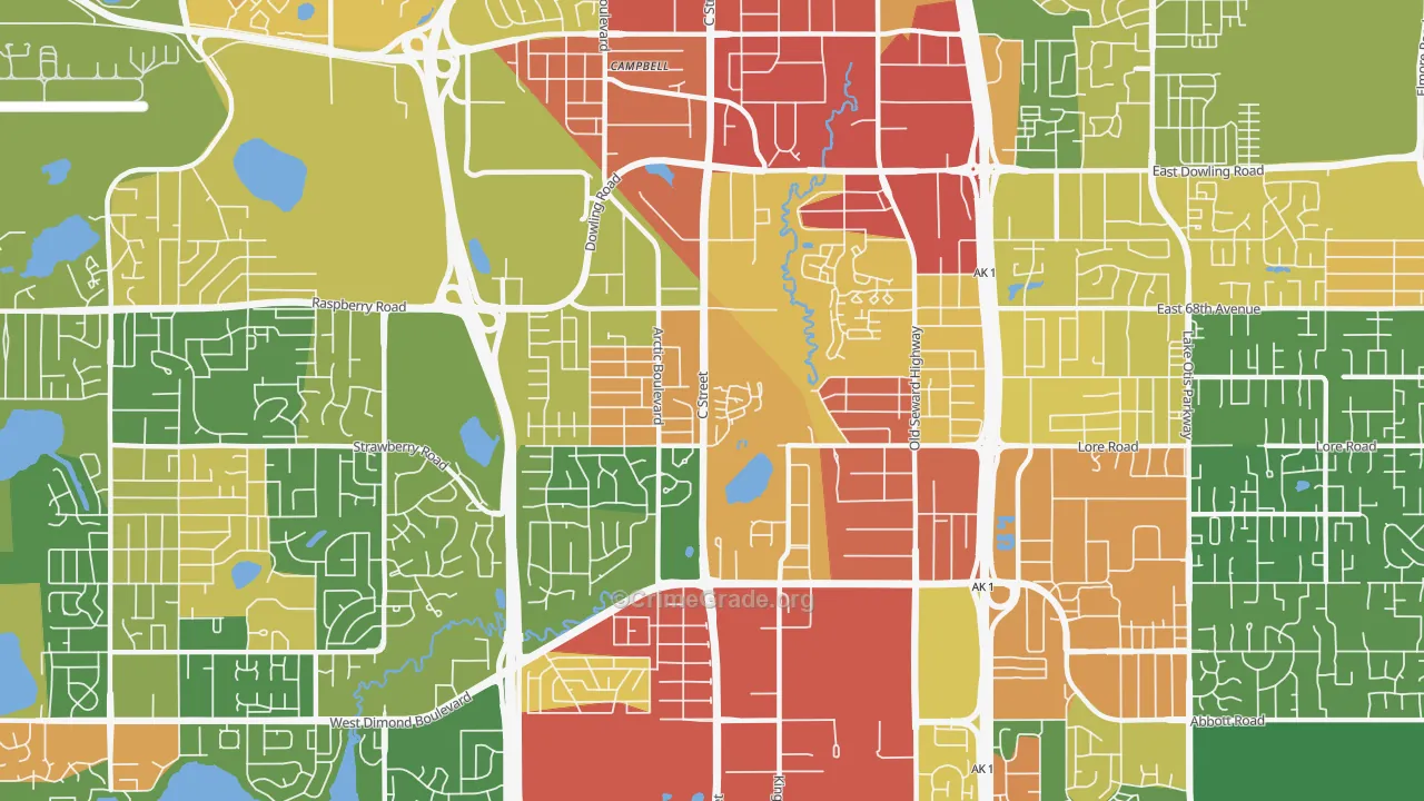 Taku-Campbell, Anchorage, AK Map of Robbery Rates