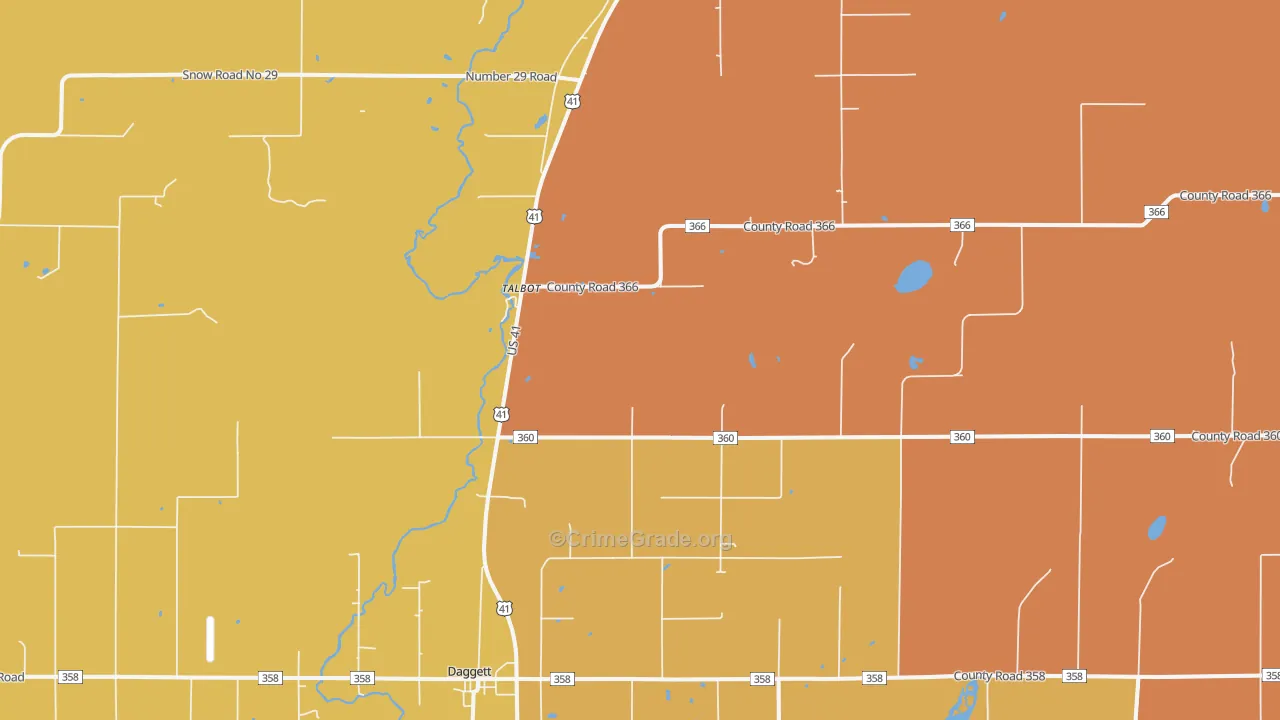 Talbot, MI Map of Robbery Rates