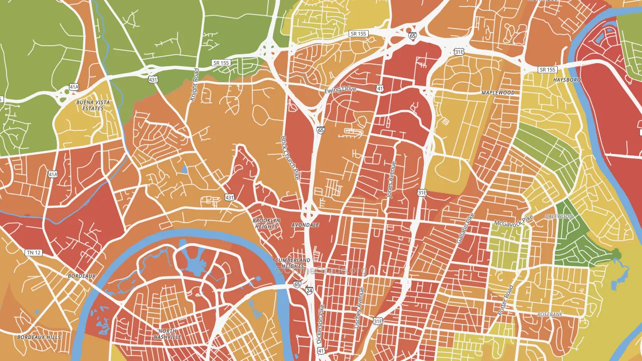 Talbot's Corner, Nashville, TN Map of Robbery Rates