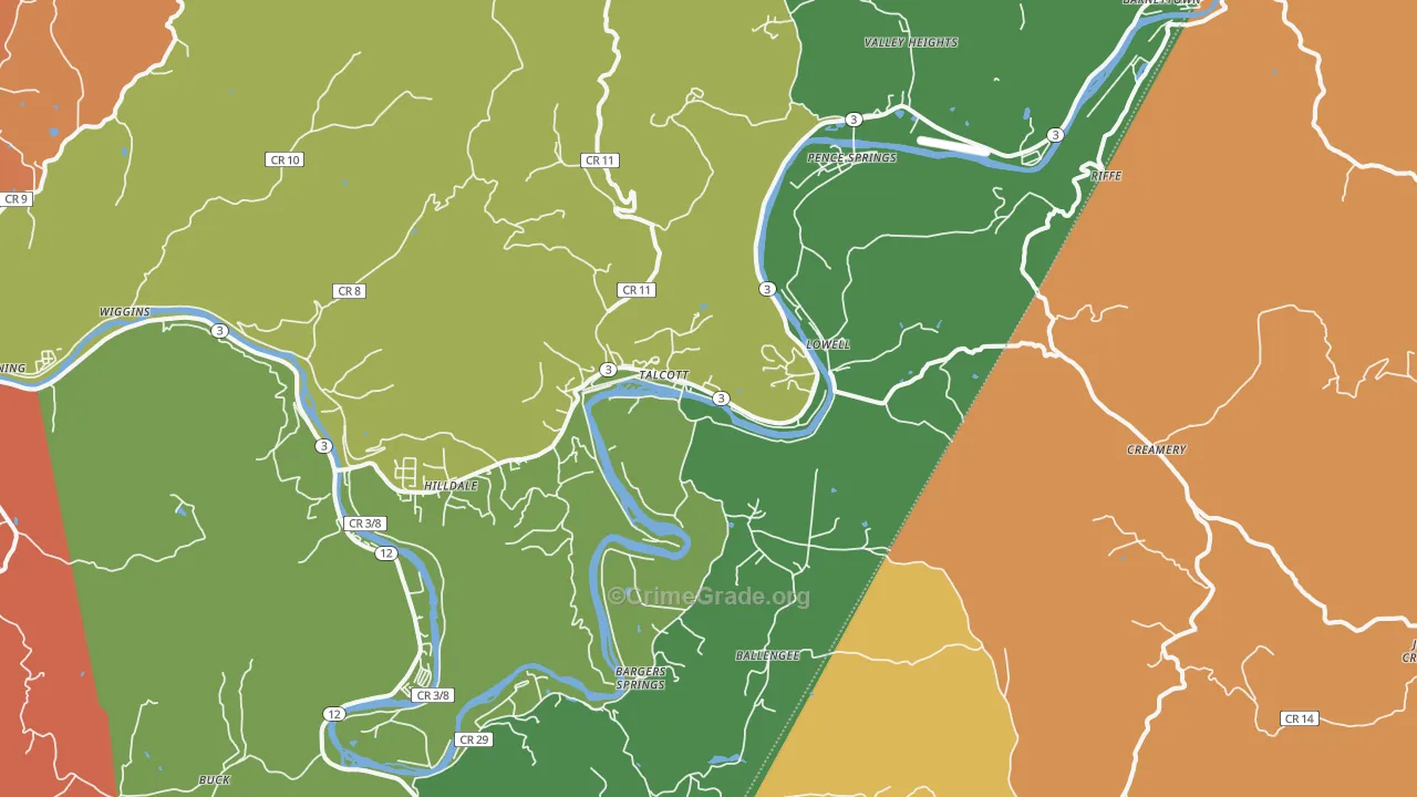 Talcott, WV Map of Robbery Rates