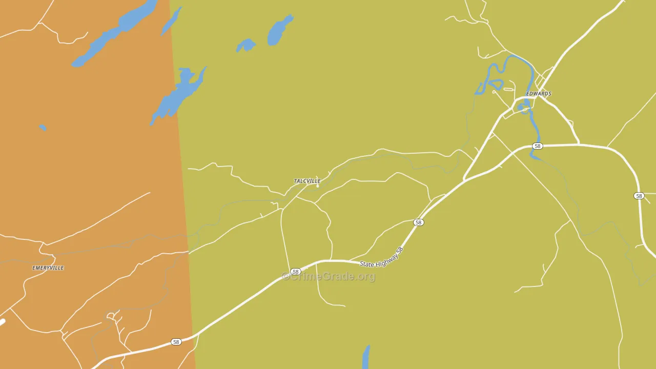 Talcville, NY Map of Robbery Rates
