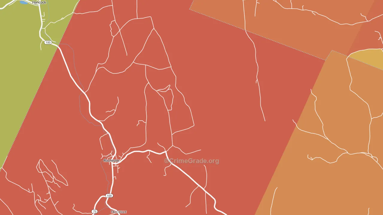 Talcville, VT Map of Robbery Rates