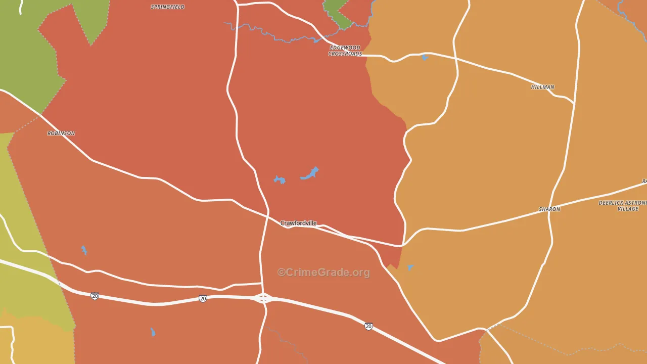 Taliaferro County, GA Map of Robbery Rates