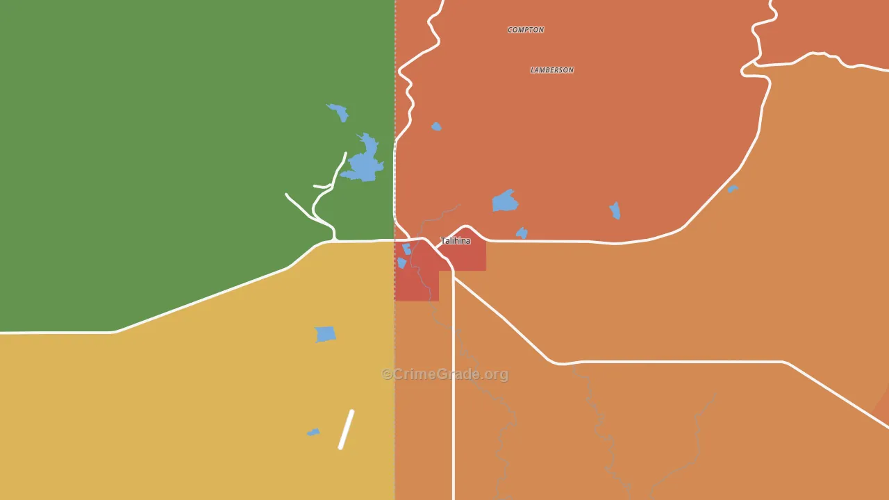 Talihina, OK Map of Robbery Rates