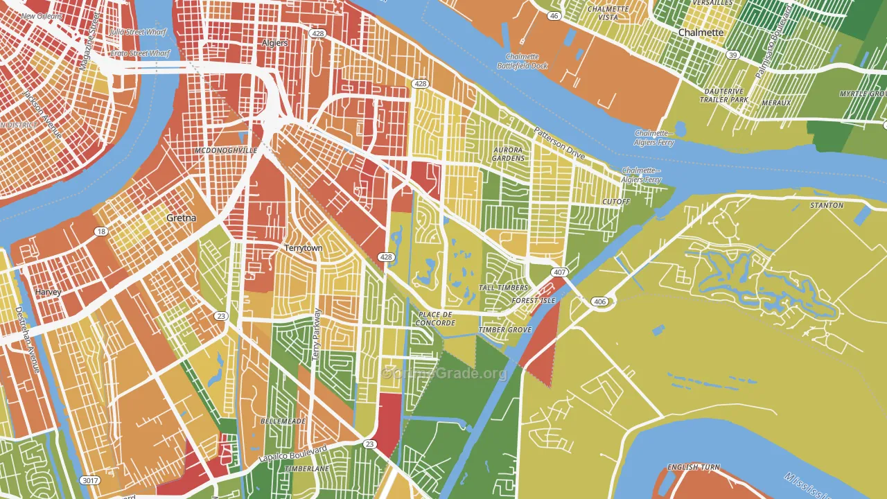 Tall Timbers, New Orleans, LA Map of Robbery Rates