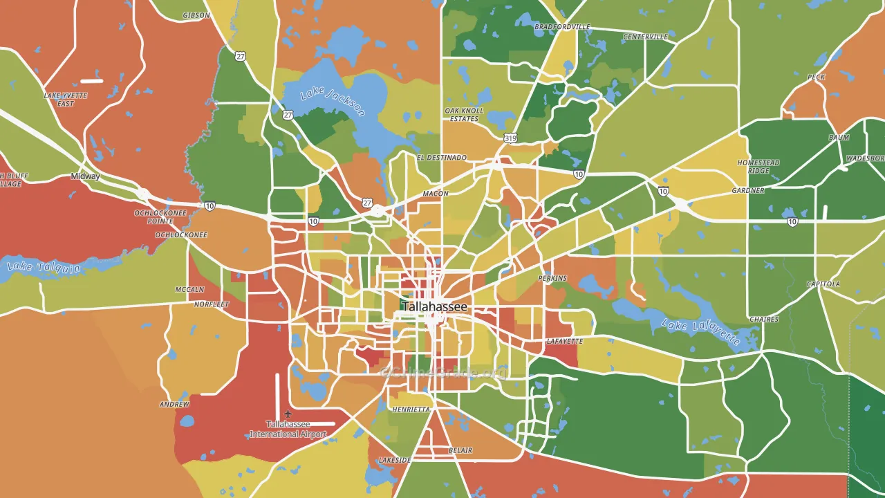 Tallahassee, FL Map of Robbery Rates