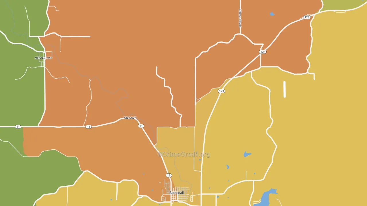 Tallant, OK Map of Robbery Rates