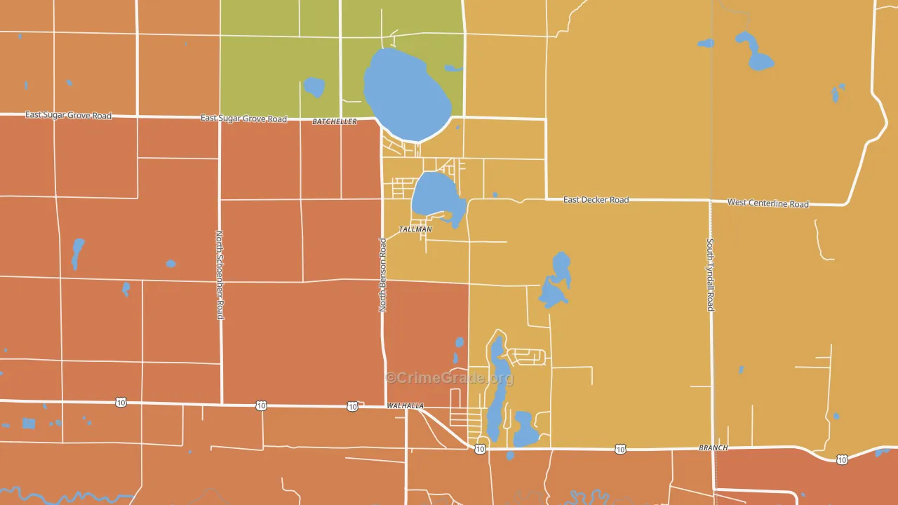 Tallman, MI Map of Robbery Rates