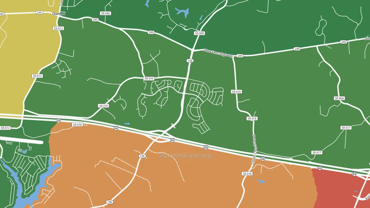Tallysville, VA Map of Robbery Rates