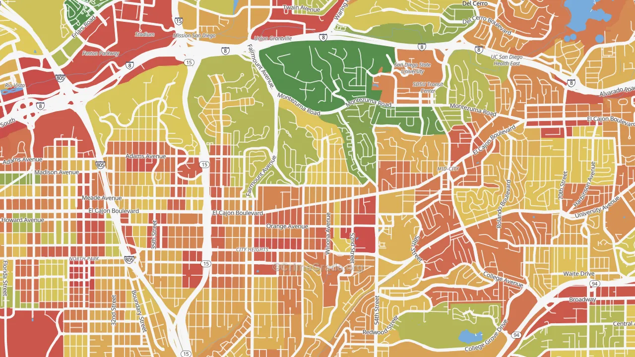 Talmadge, San Diego, CA Map of Robbery Rates