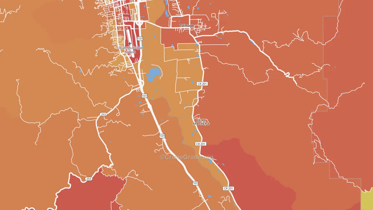 Talmage, CA Map of Robbery Rates