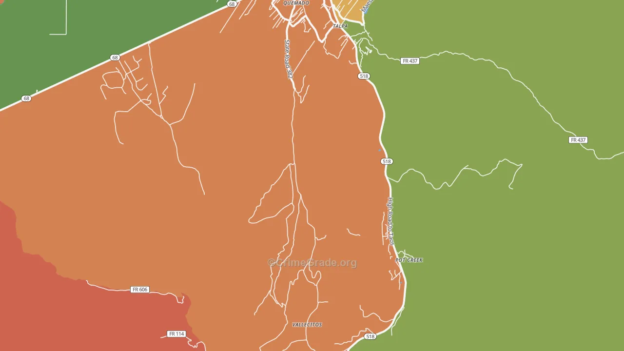 Talpa, NM Map of Robbery Rates