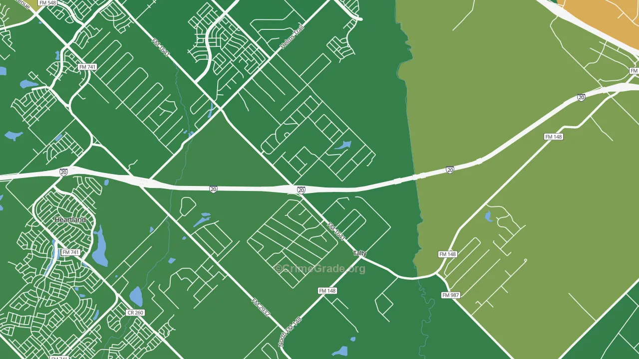 Talty, TX Map of Robbery Rates