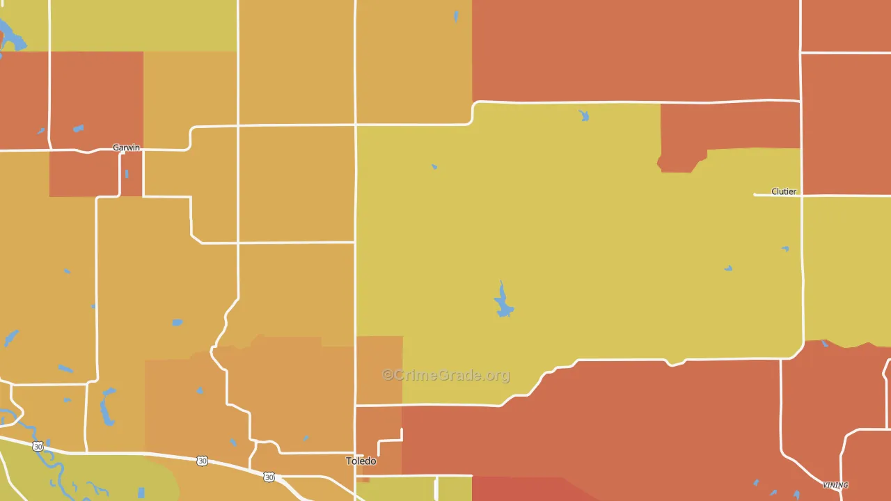 Tama County, IA Map of Robbery Rates