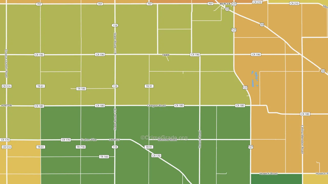 Tama, OH Map of Robbery Rates