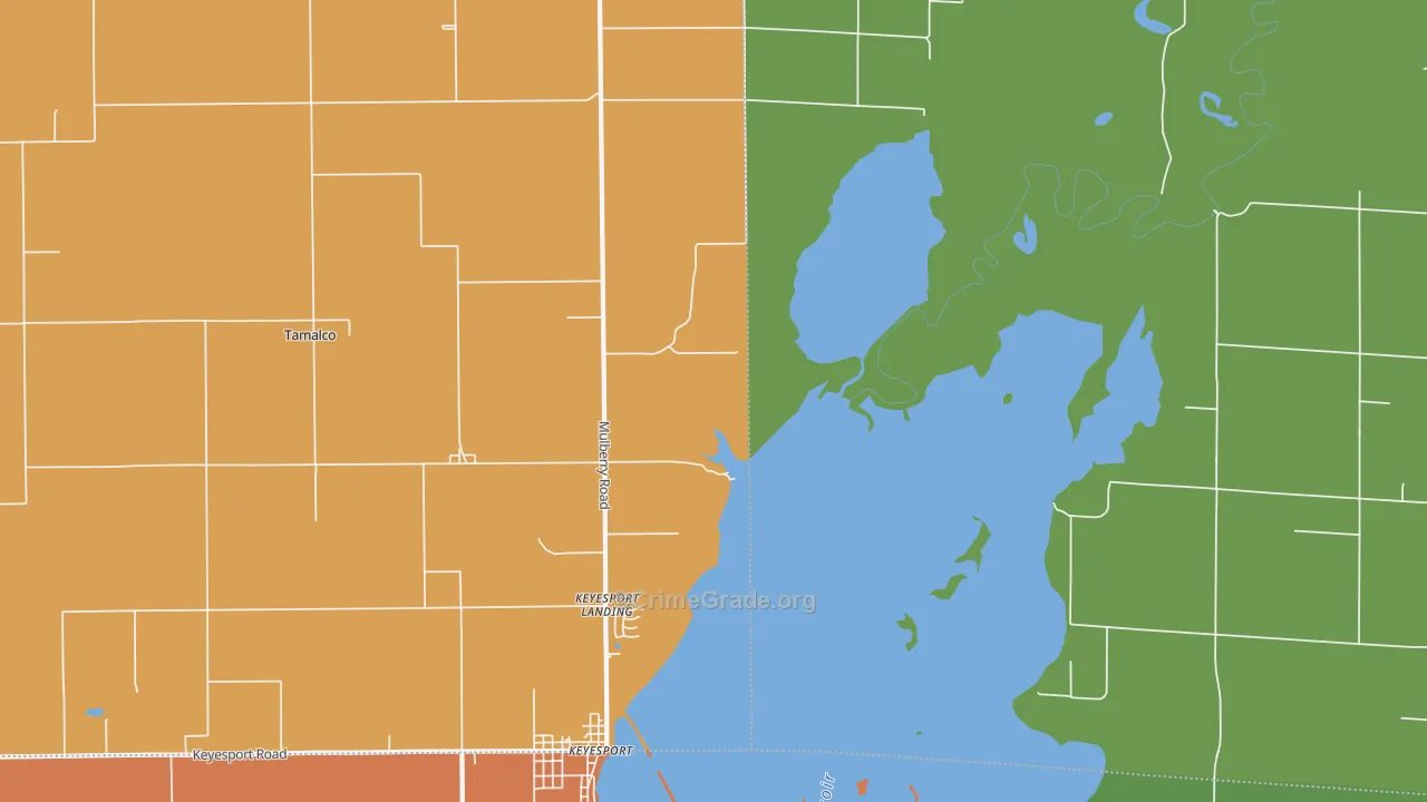 Tamalco, IL Map of Robbery Rates