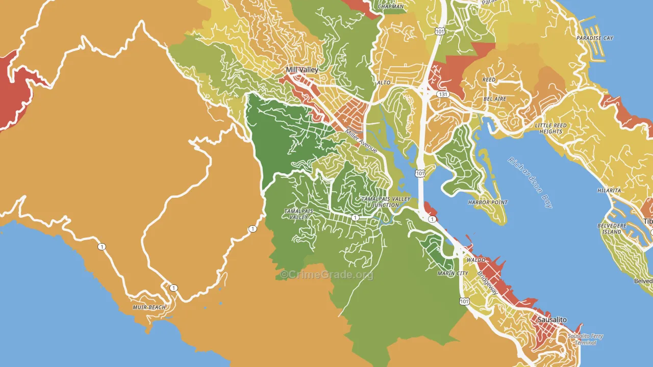 Tamalpais-Homestead Valley, CA Map of Robbery Rates