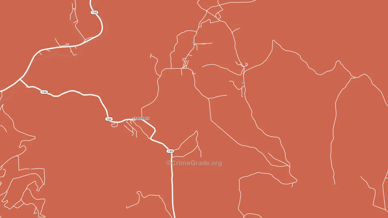 Tamarack, PA Map of Robbery Rates