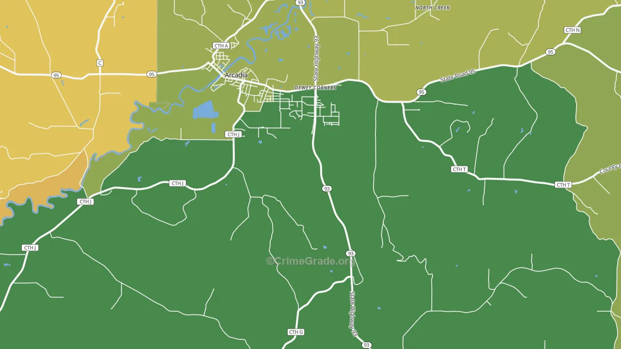 Tamarack, WI Map of Robbery Rates
