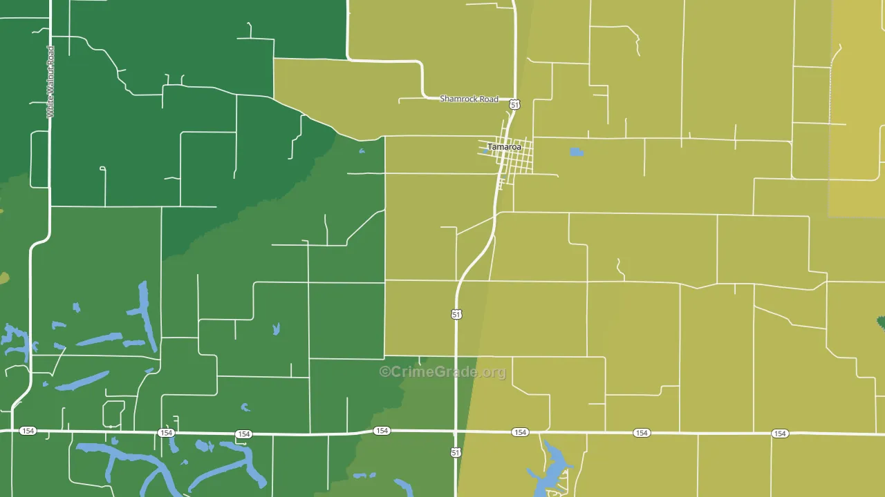 Tamaroa, IL Map of Robbery Rates