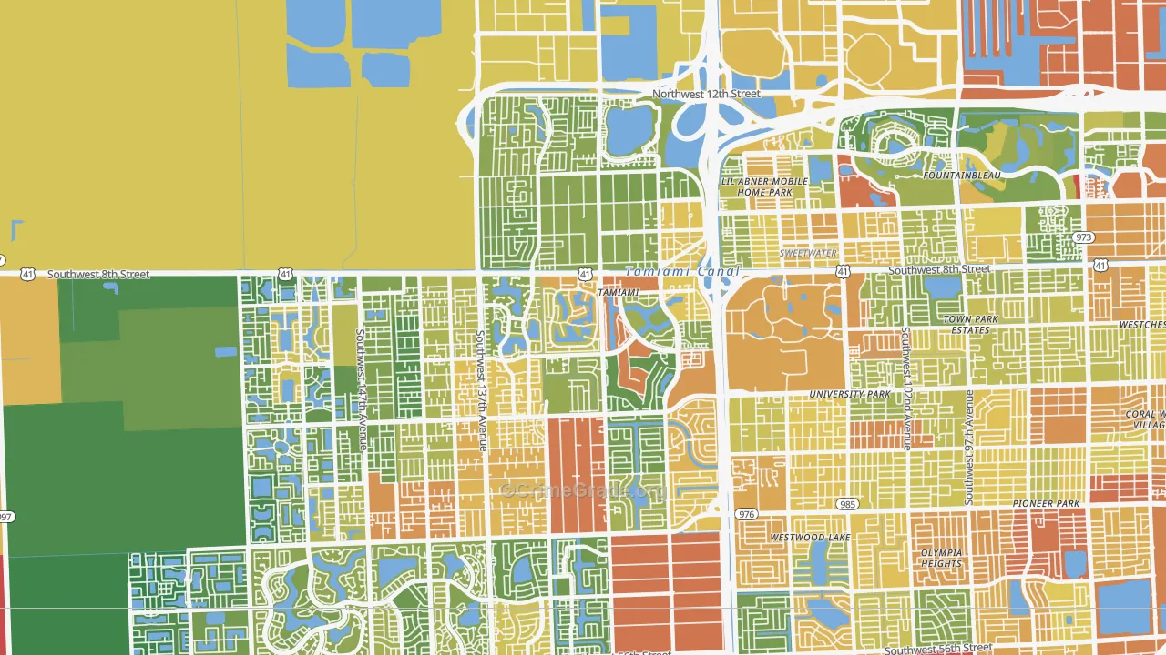 Tamiami, FL Map of Robbery Rates