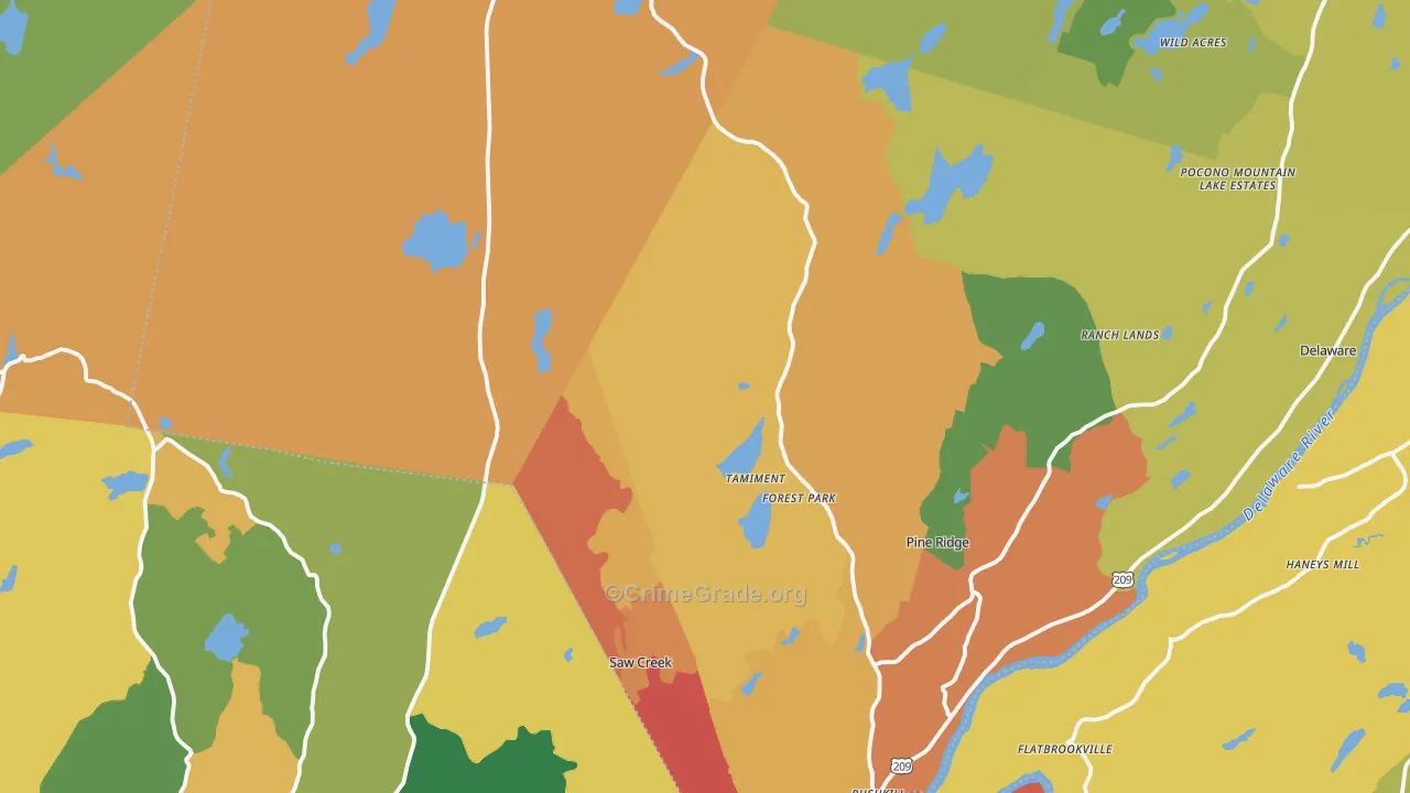 Tamiment, PA Map of Robbery Rates