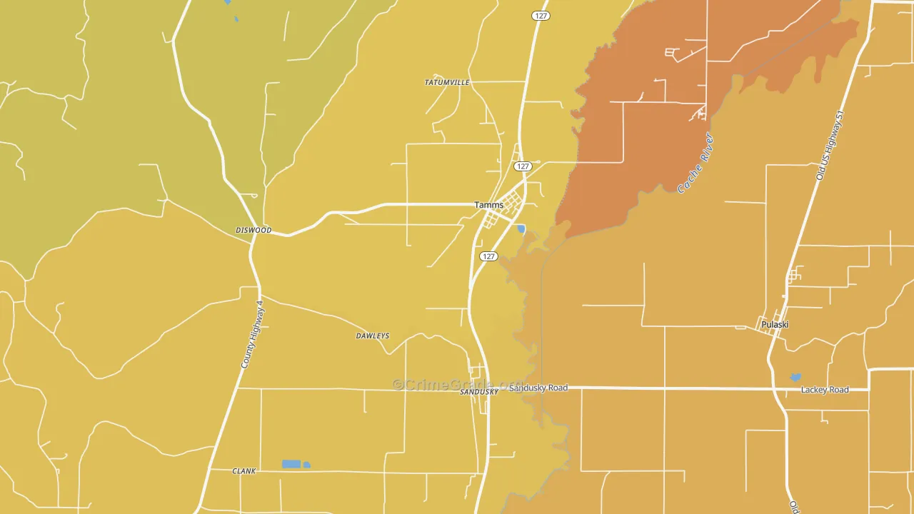 Tamms, IL Map of Robbery Rates