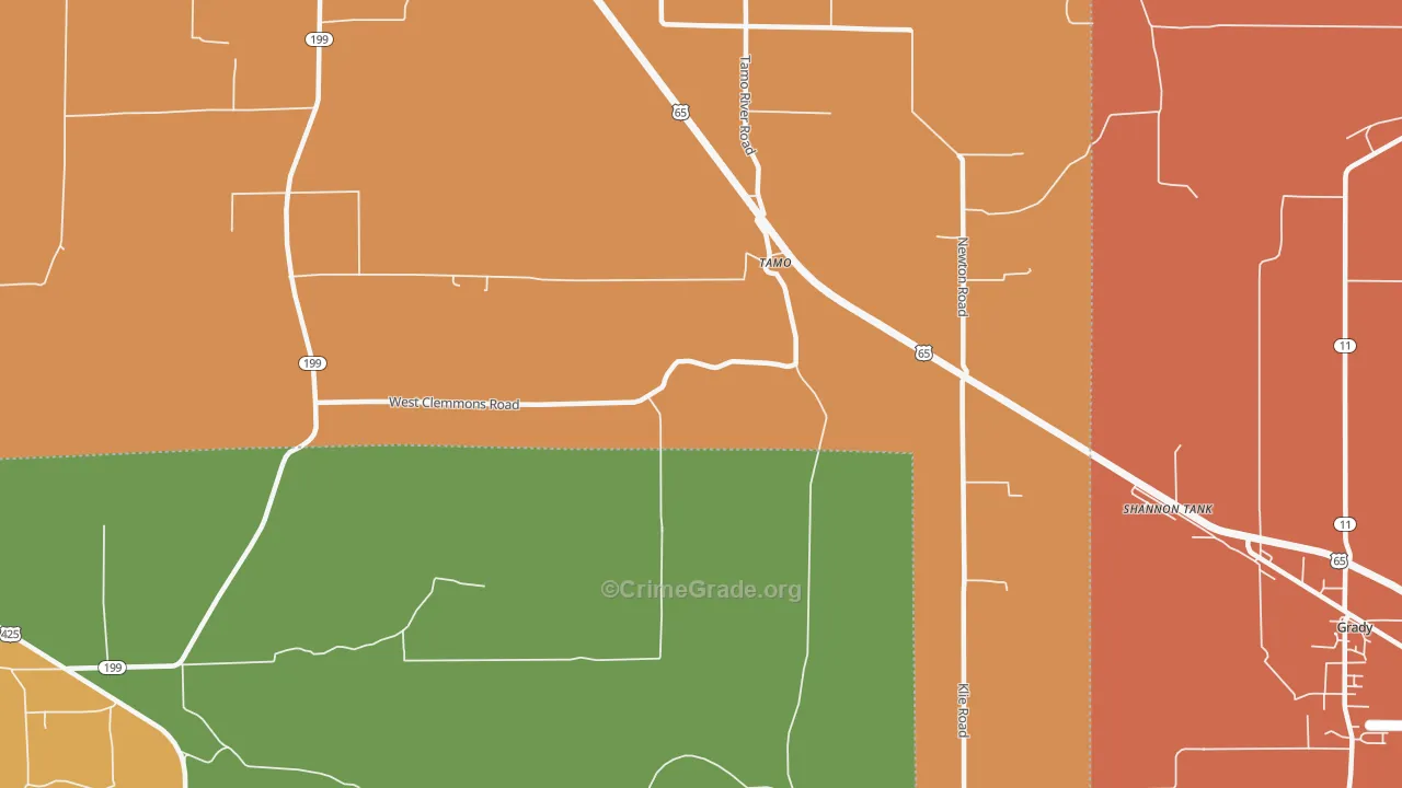 Tamo, AR Map of Robbery Rates