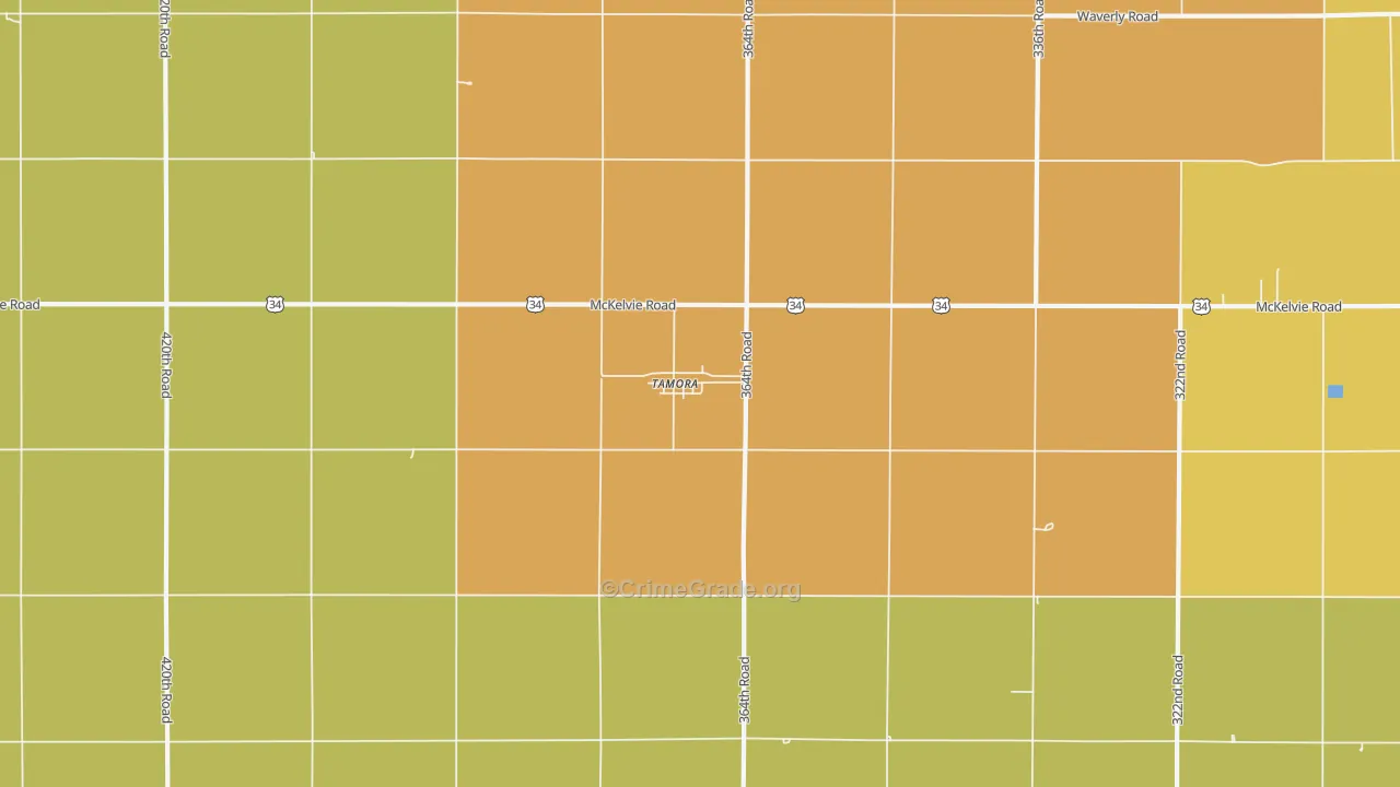 Tamora, NE Map of Robbery Rates