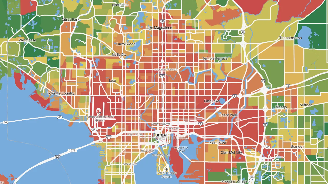 Tampa, FL Map of Robbery Rates