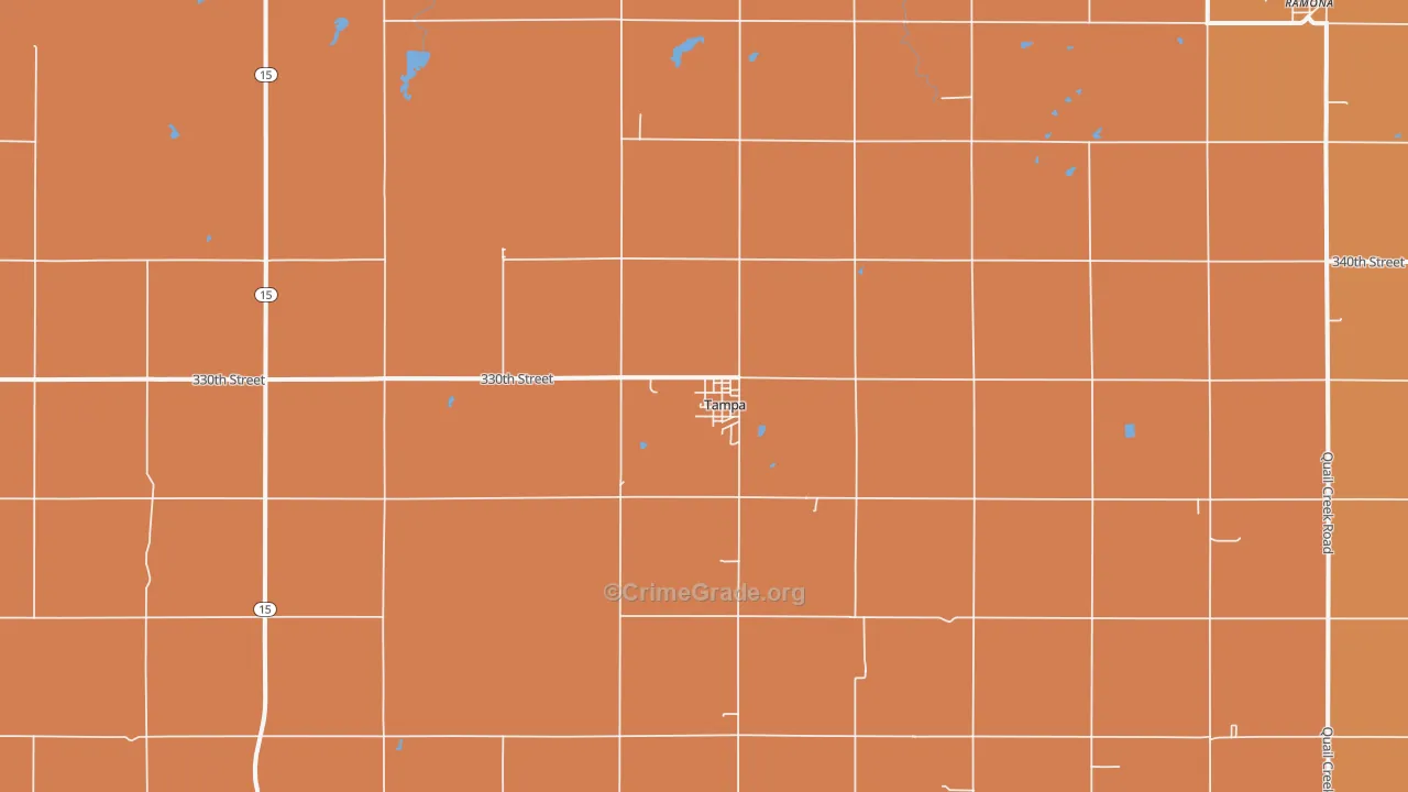 Tampa, KS Map of Robbery Rates