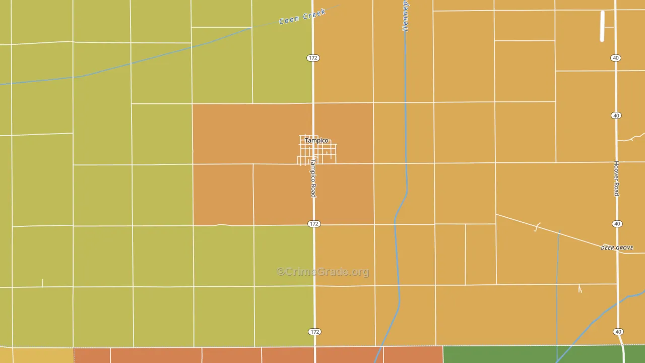Tampico, IL Map of Robbery Rates