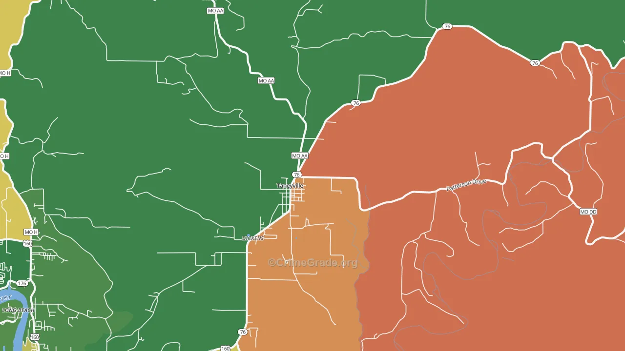 Taneyville, MO Map of Robbery Rates