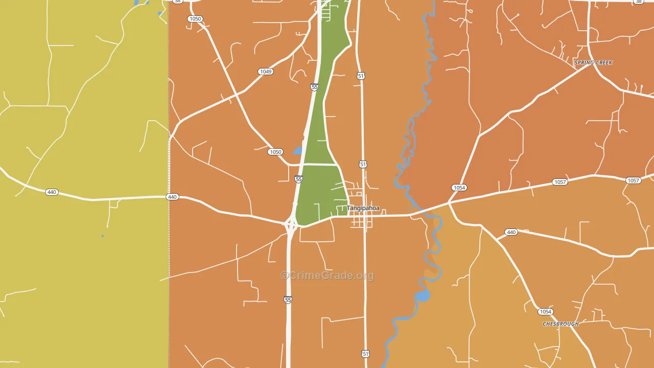 Tangipahoa, LA Map of Robbery Rates