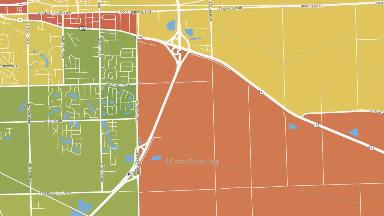 Tanglewood, IN Map of Robbery Rates