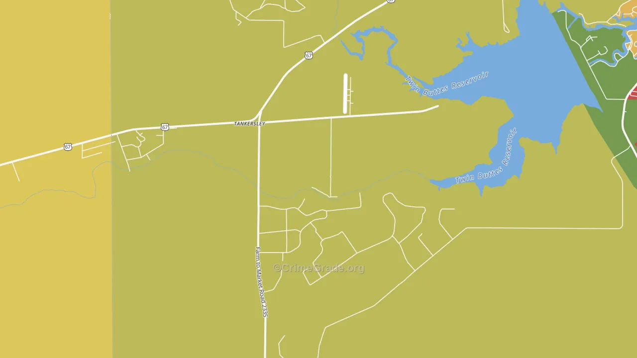 Tankersley, TX Map of Robbery Rates