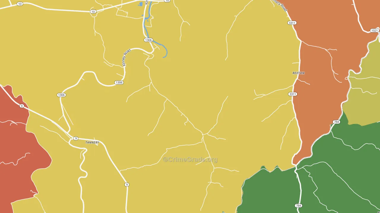 Tannery, KY Map of Robbery Rates