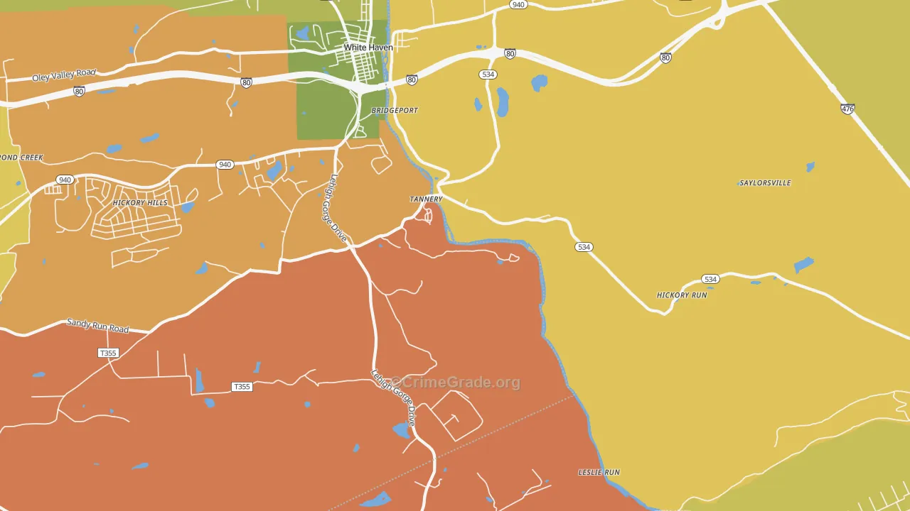 Tannery, PA Map of Robbery Rates