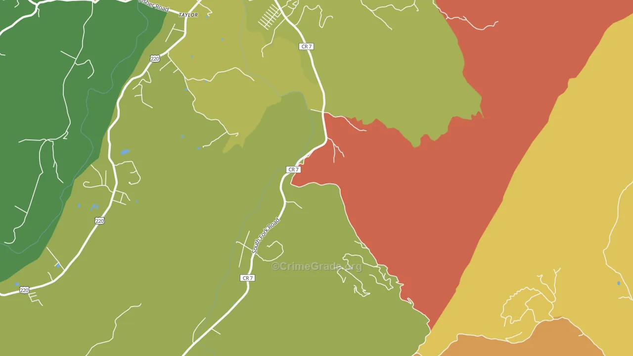 Tannery, WV Map of Robbery Rates