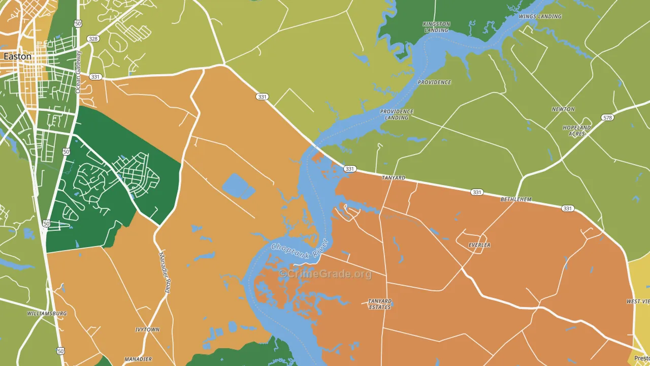 Tanyard, MD Map of Robbery Rates