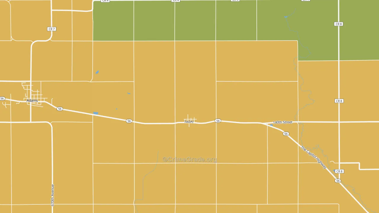 Taopi, MN Map of Robbery Rates
