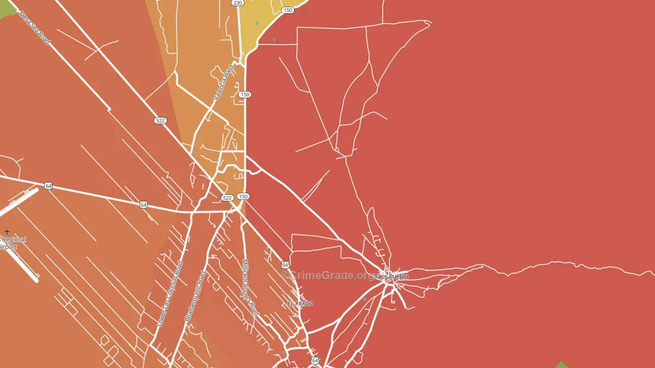 Taos Pueblo, NM Map of Robbery Rates