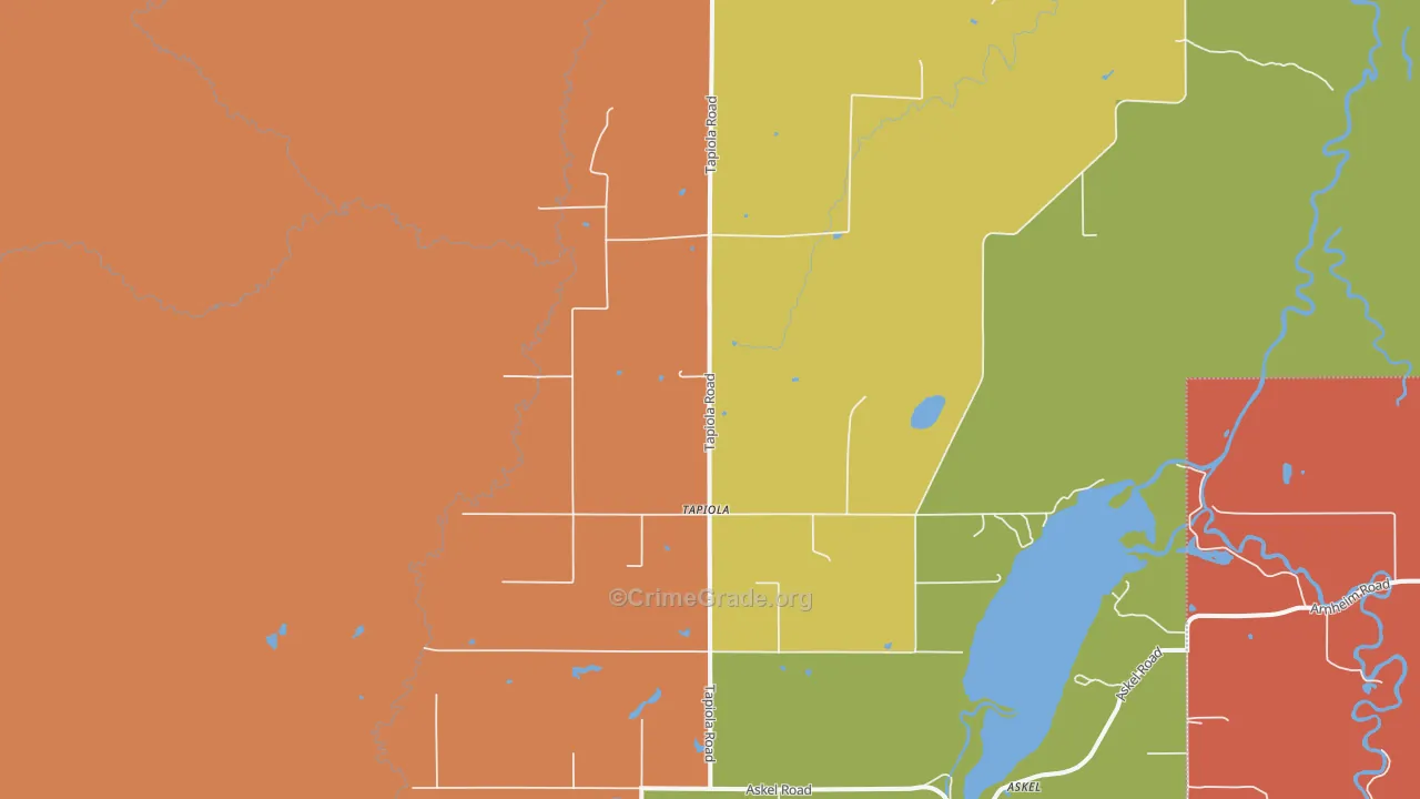 Tapiola, MI Map of Robbery Rates