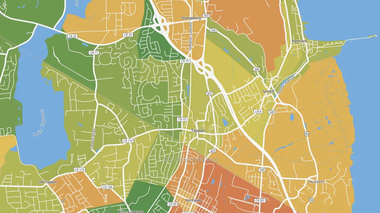 Tappan, NY Map of Robbery Rates