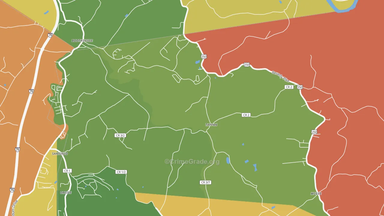 Tappan, WV Map of Robbery Rates