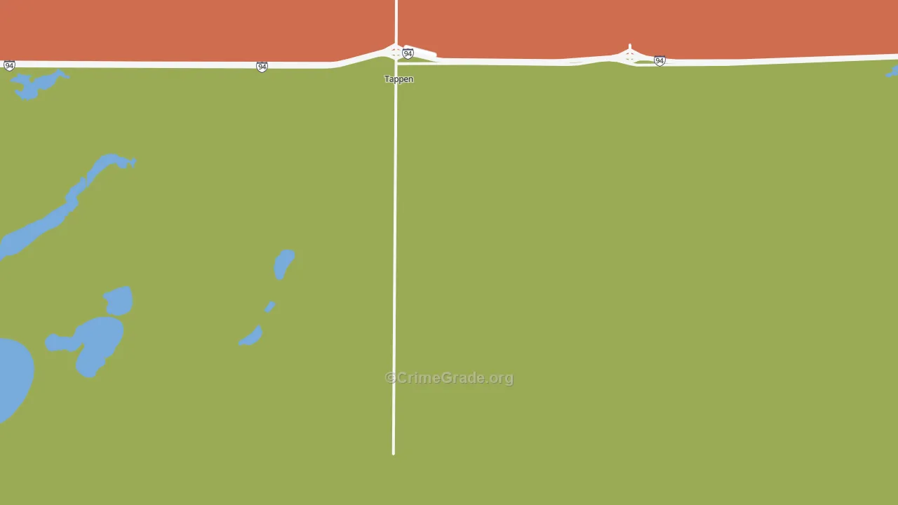 Tappen, ND Map of Robbery Rates