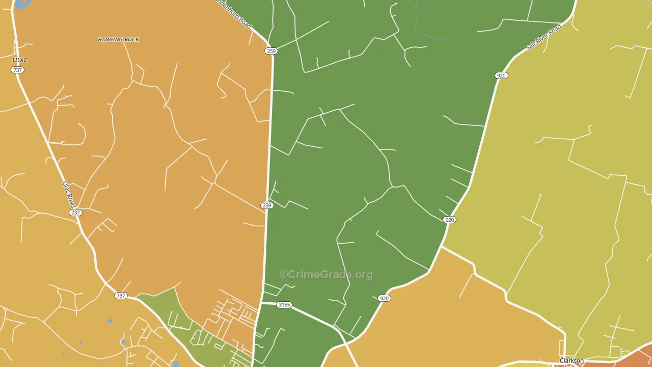 Tar Hill, KY Map of Robbery Rates